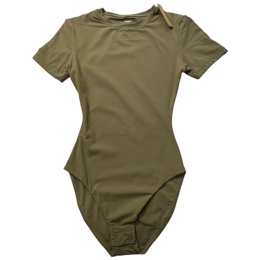SKIMS Olive Green Short Sleeve Bodysuit